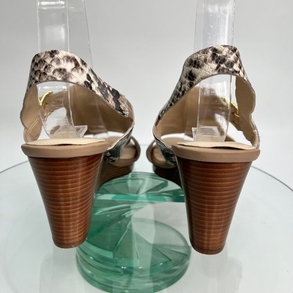 Cole Haan Philomina Sandal 8 B Leather Wedge Python Print - Picture 6 of 9